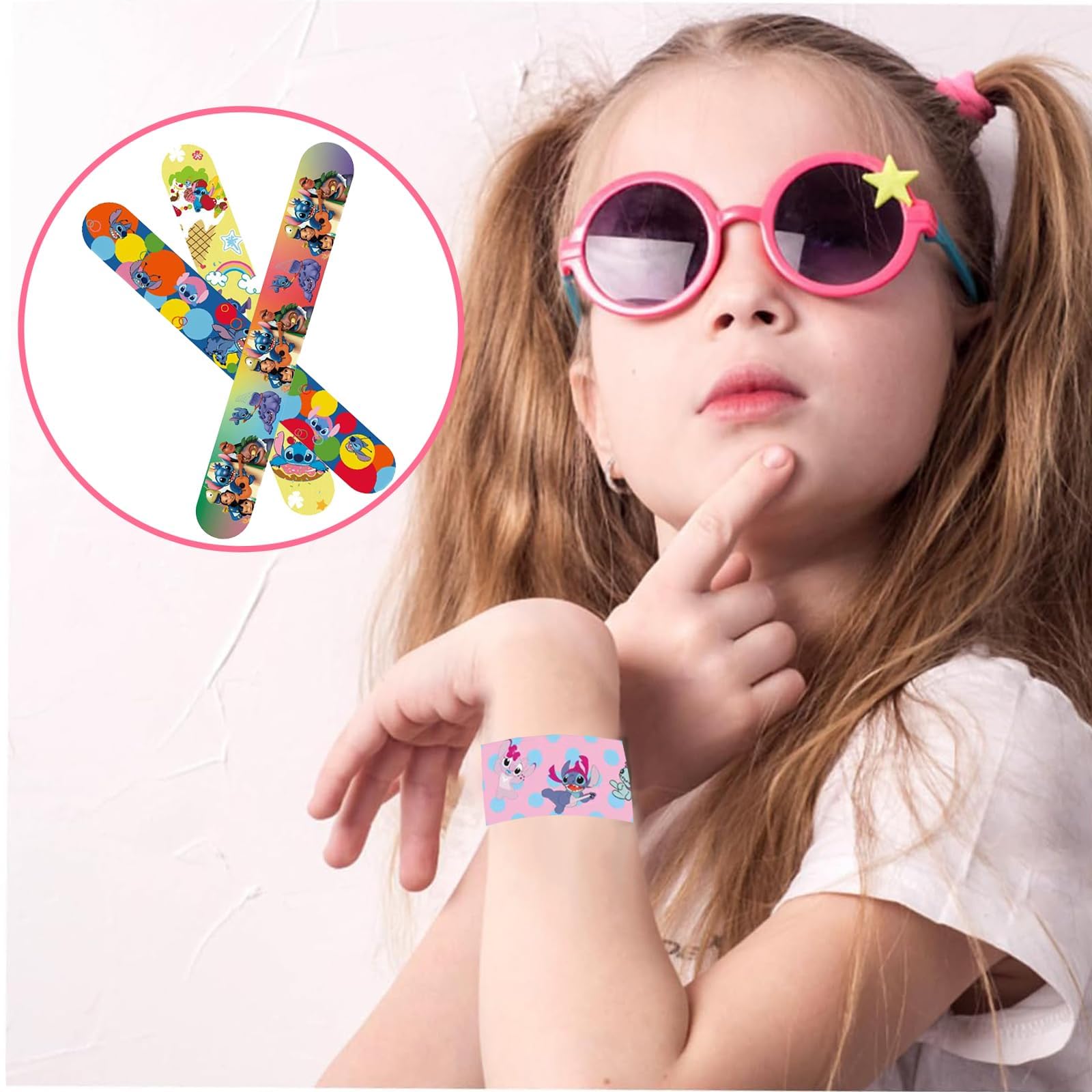 POPOYU 24Pcs Sti Party Bags Fillers Kids Slap Bands,Sti Slap Bands Slap Bracelets Wristband Party Favours for Girls Boys Party Bag Fillers Birthday Classroom Gifts