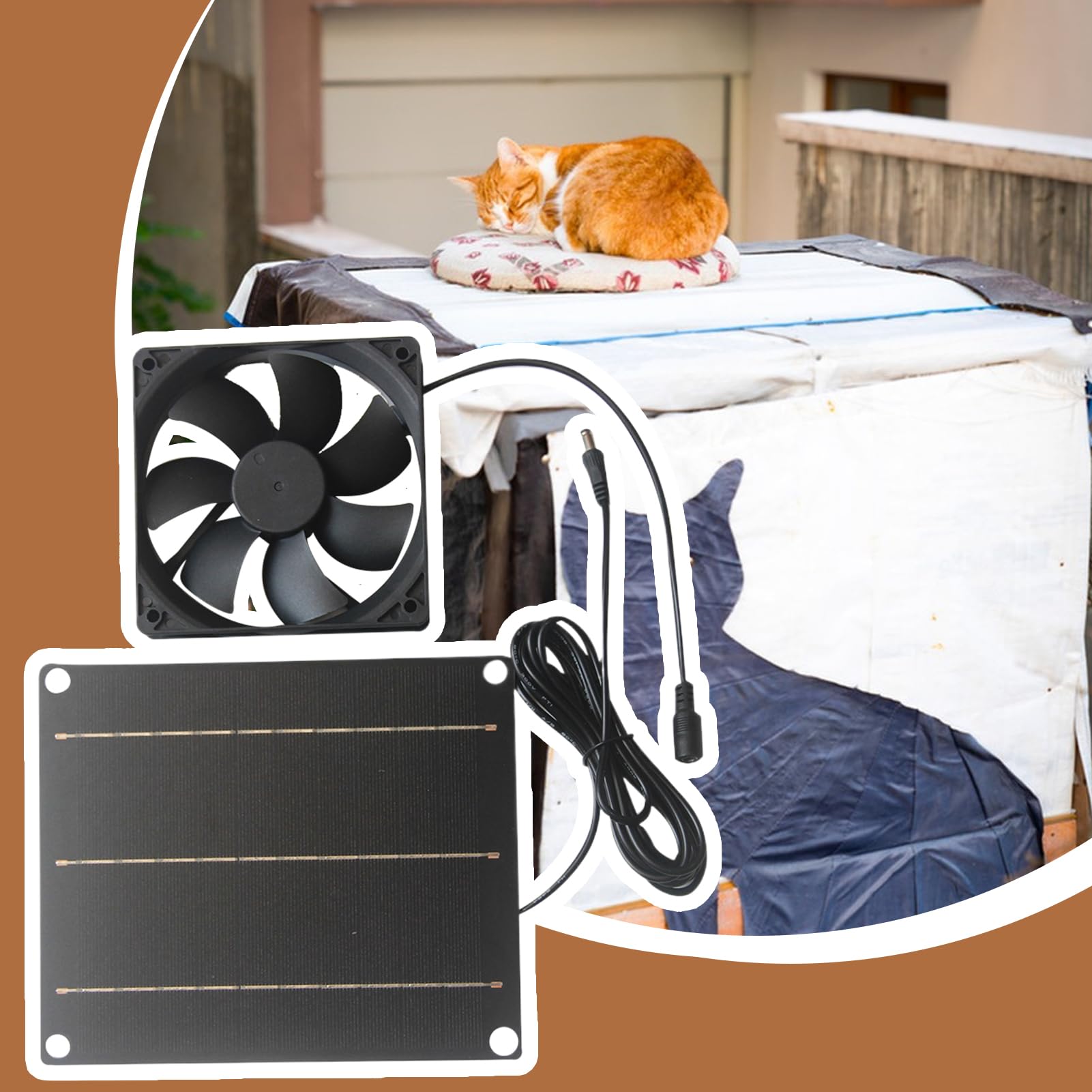Solar Abluftventilator Mit Photovoltaikmodul, 30W Solars Ventilator Für Gebäude, Leiser Wandmontage Lüfter für Hundehütte mit Geruchsentfernung und Luftzirkulation