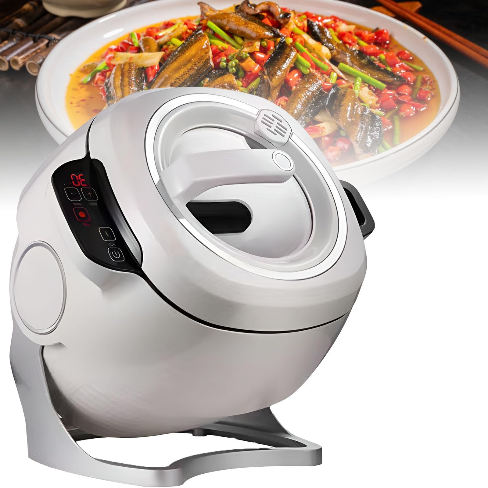Salteador Automático-Olla Inteligente Eléctrica Antiadherente Programable para Una Cocina Fácil Y Saludable, Sin Humo,para Principiantes Y Apartamentos Pequeños