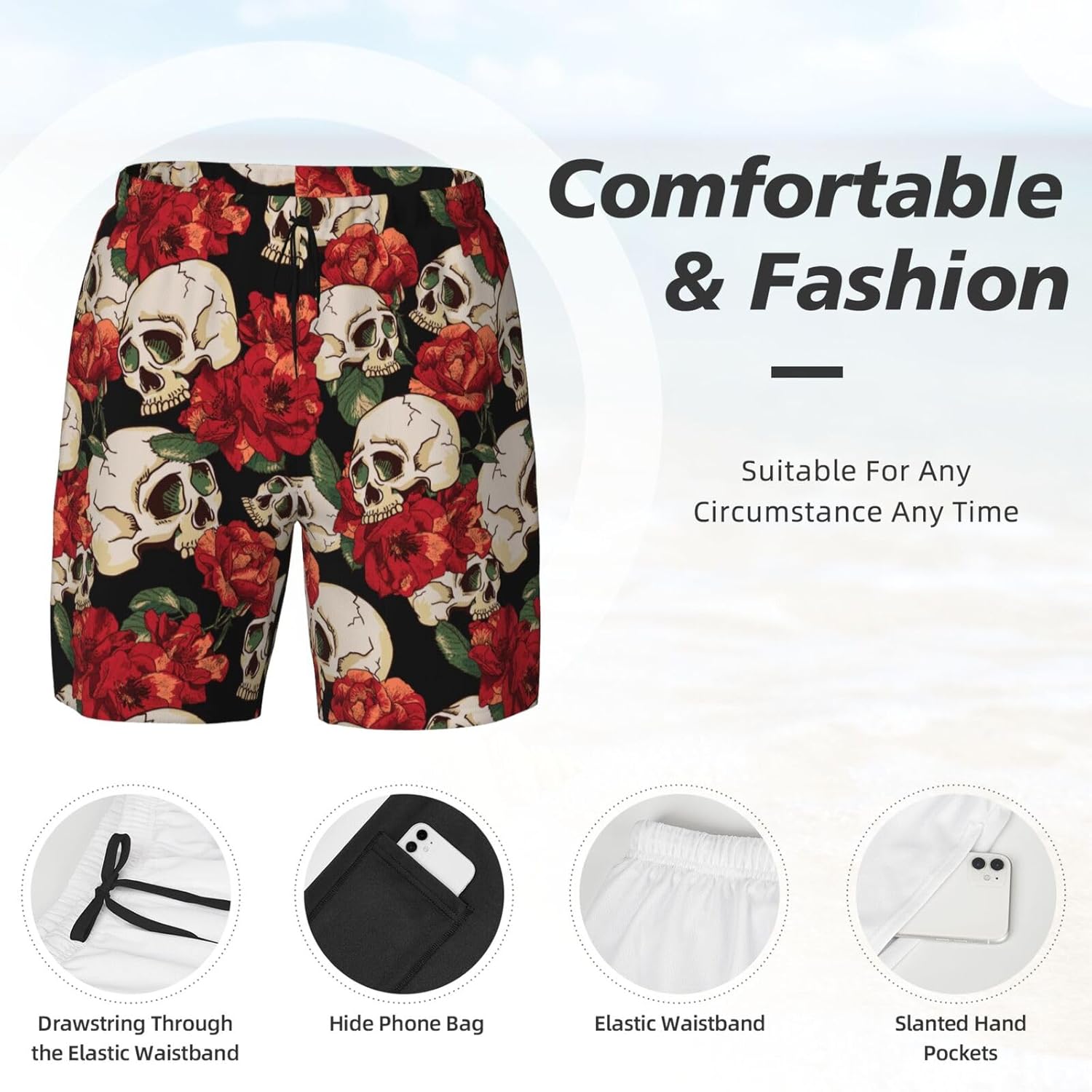 Mens Swimsuit Trunks with Compression Liner Quick Dry Board Beach Shorts Swimwear Bathing Suits