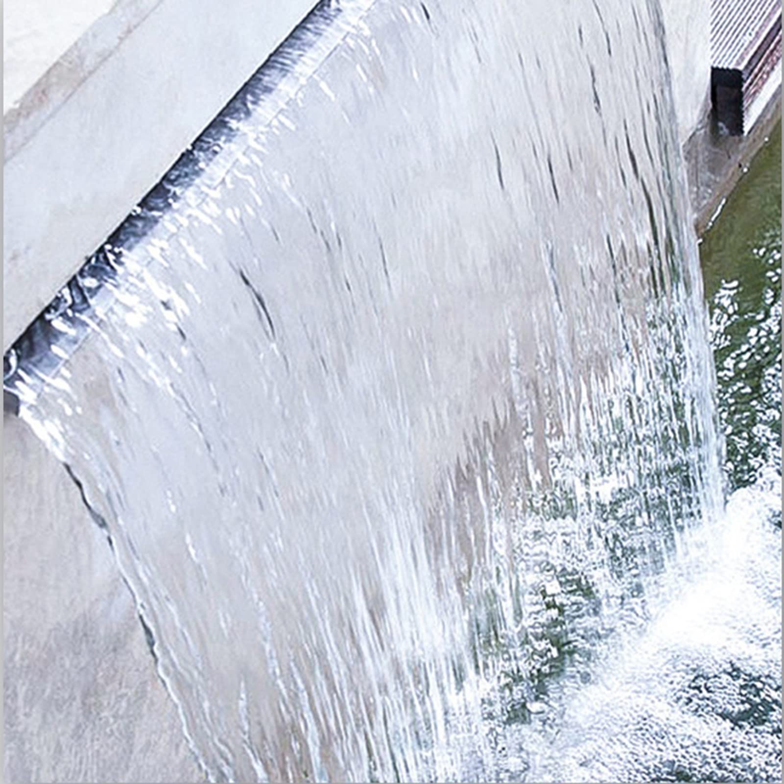 Fuente de cascada de acero inoxidable con luz LED para piscina y jardín, color amarillo, 60 cm