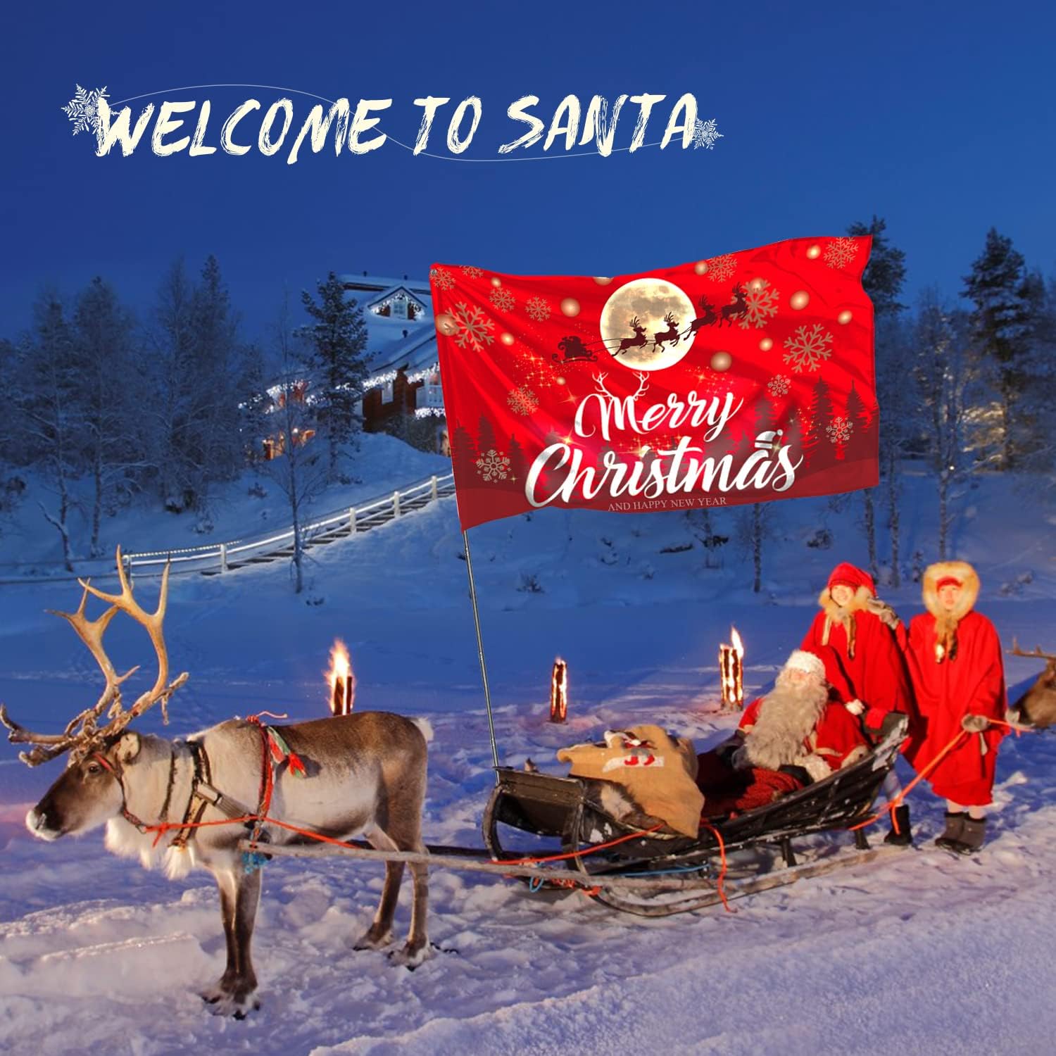 NWFlags Drapeau De Noël Rouge 1,5 X 0,9 M En Polyester 75D De