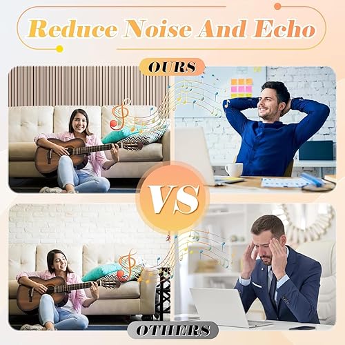 Miniatura 4 de Paquete de 12 paneles acústicos grandes para pared, paneles acústicos autoadhesivos insonorizados de 16 x 12 x 0.4 pulgadas, tratamiento acústico