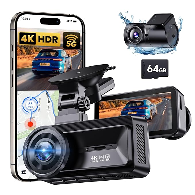 COOLCRAZY 4K+1080P Dual Dash Cam