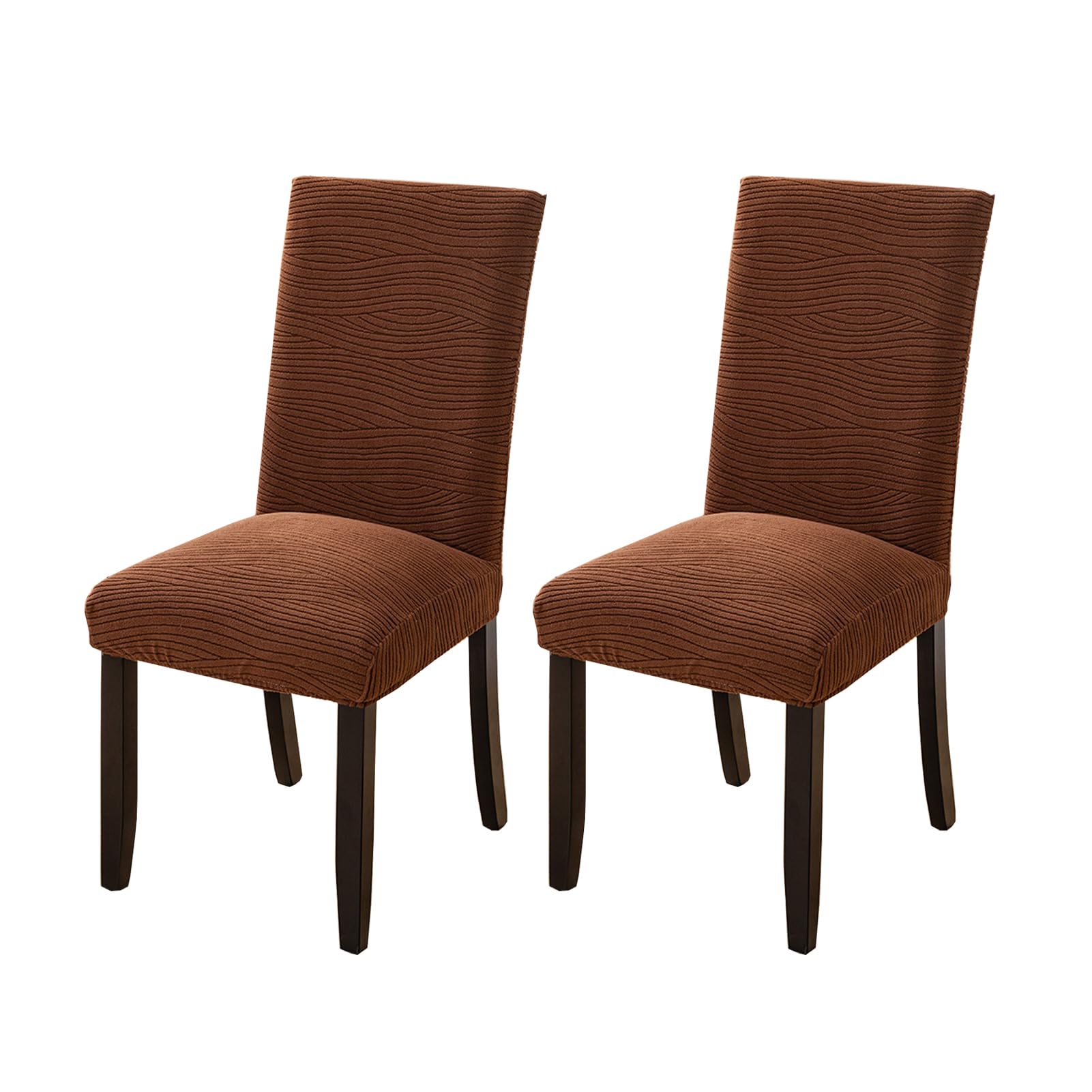 YCDZSW Stretch Dining Chair Slipcover, Jacquard Dining Chairs Protector Slipcovers, Removable Washable, for Hotel, Restaurant, Wedding, Banquet, Ceremony (Coffee Brown,Pack of 2)