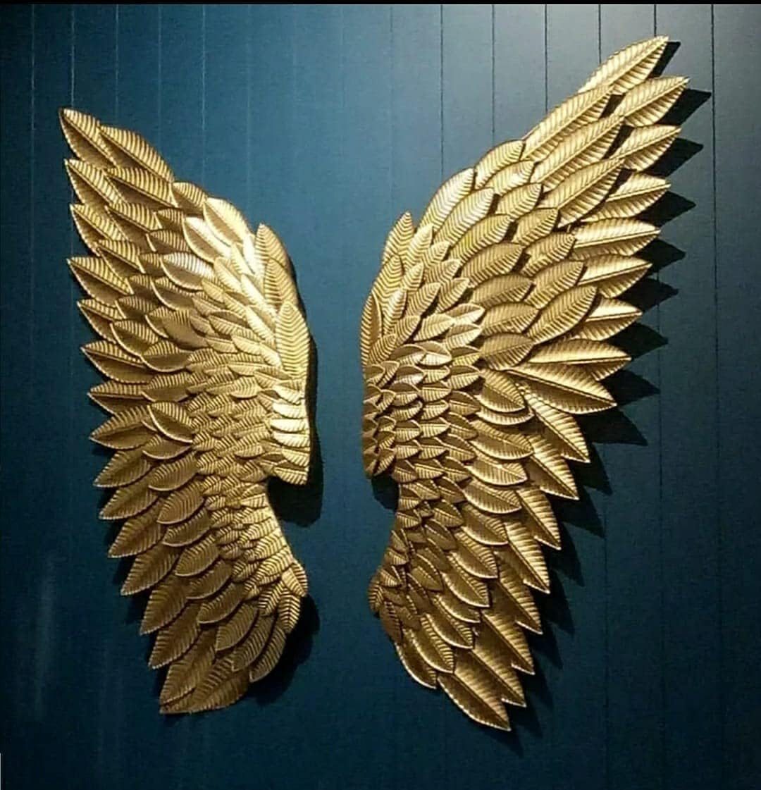 MK Craft And Decor Home Decor Metal Angel Wings Set Of 2 [Size of