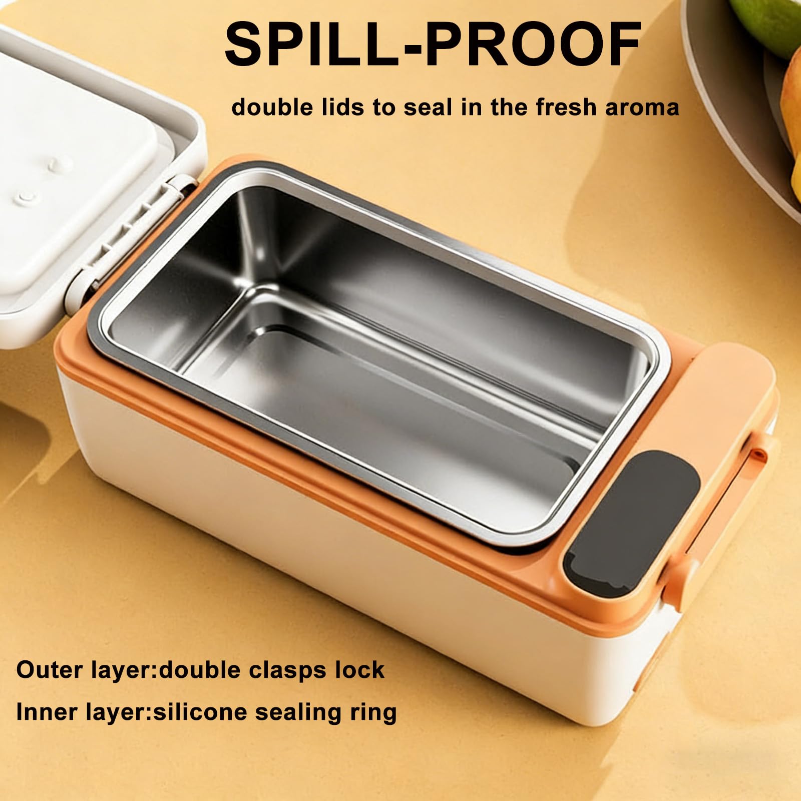 Contenitore elettrico per il pranzo, portatile, a riscaldamento rapido, con batteria da 12000 mAh e 6 ore di ritenzione del calore, in acciaio inox per uso alimentare, per casa, ufficio e viaggio