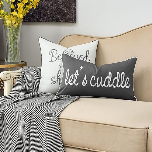 Miniatura 6 de Sunkifover Fundas de almohada lumbar decorativas de color gris oscuro de 12 x 20 pulgadas, funda de almohada rectangular suave y sólida, fundas de