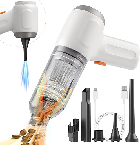 pordsioc Mini aspiradora de mano inalámbrica, aspiradora portátil recargable 3 en 1, soplador de aire y bomba de mano, aspiradora de mano de 8000 PA