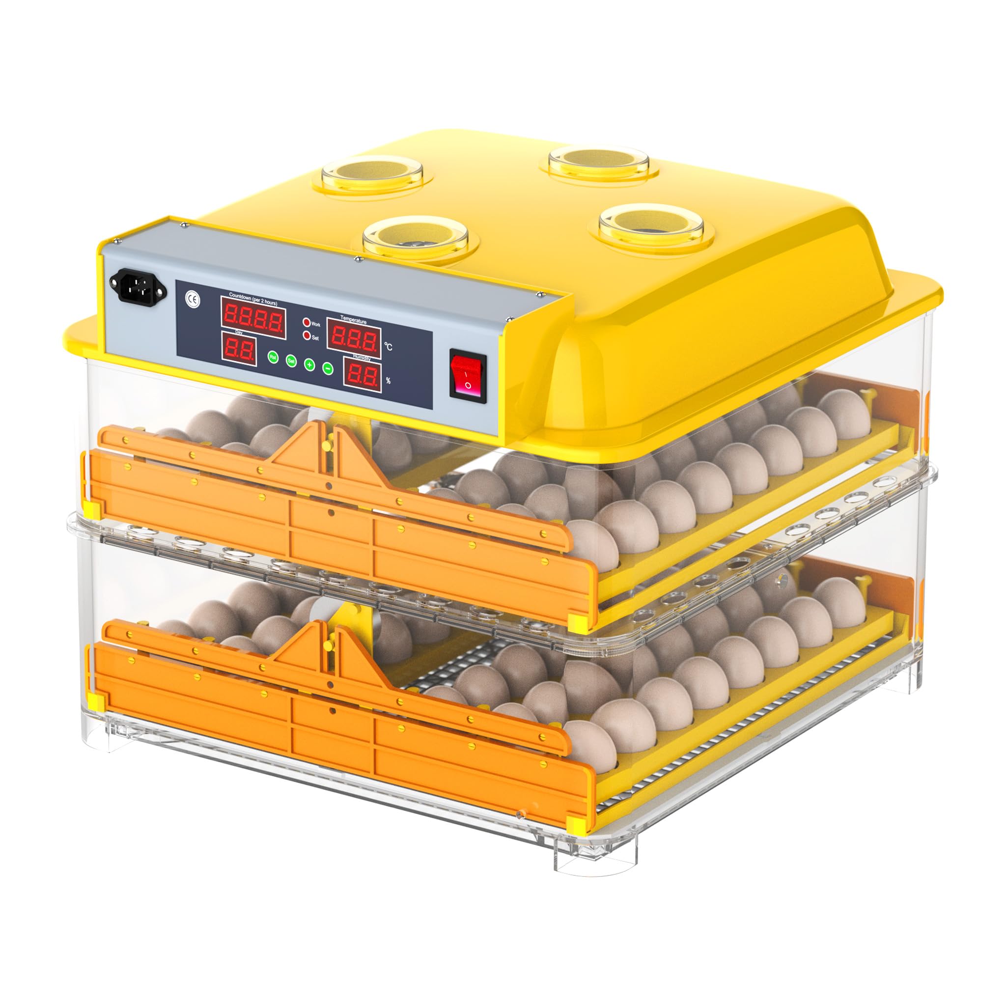 Wiltec Incubatrice automatica per 96 uova, con regolazione temperatura e umidità, Covatrice
