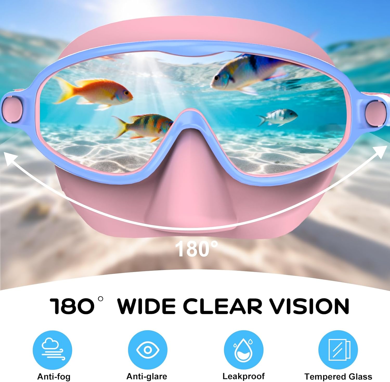 Kids Swim Goggles with Nose Cover for 3-12, 2 Pack Anti Fog/UV Swimming Goggles Mask for Boys Girls Toddler