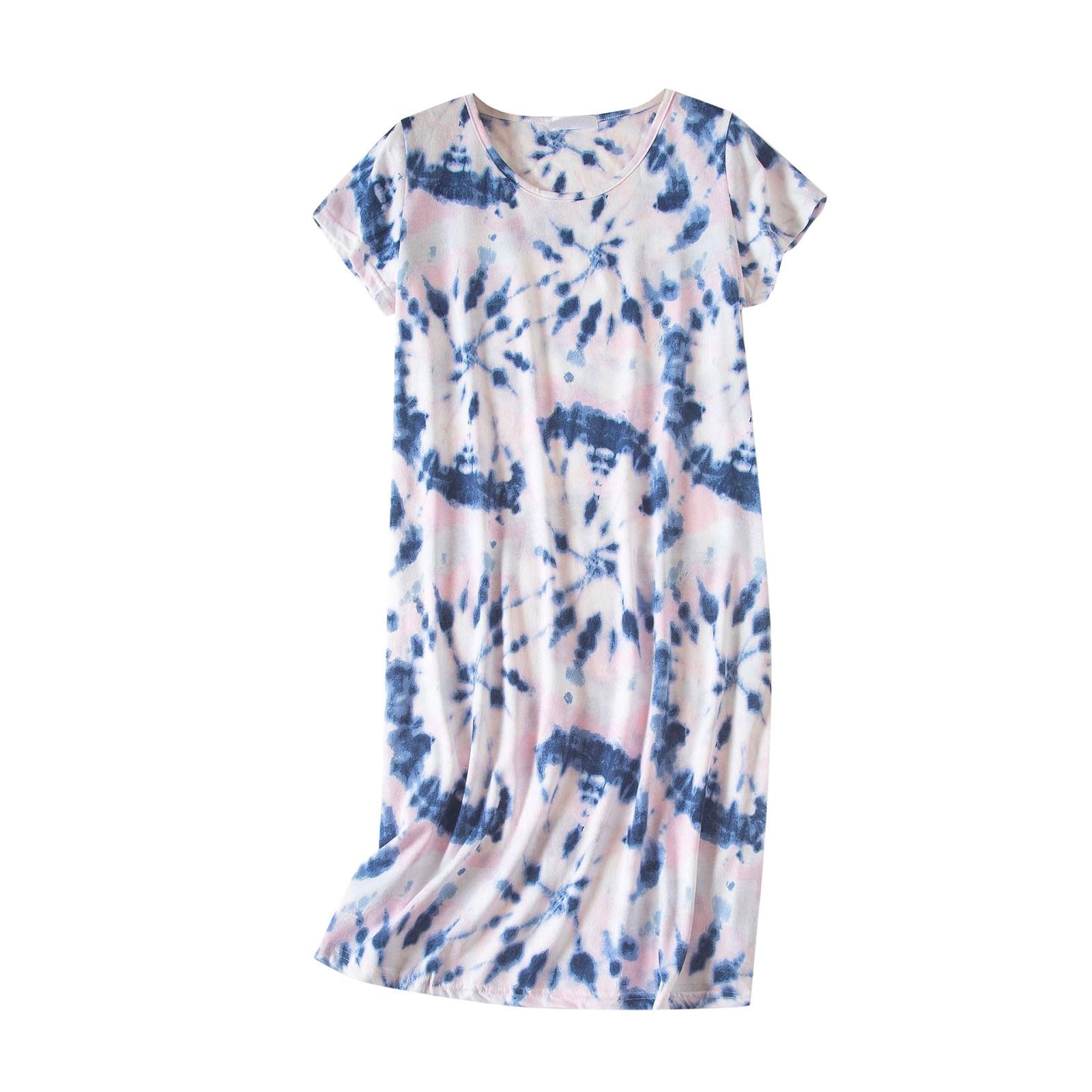 ADMAY 2024 - Camisón algodón para Mujer, Ropa Dormir, Camisa Manga Corta, Vestido Dormir con Estampado Informal Camisola Dormir Mujer Talla Grande