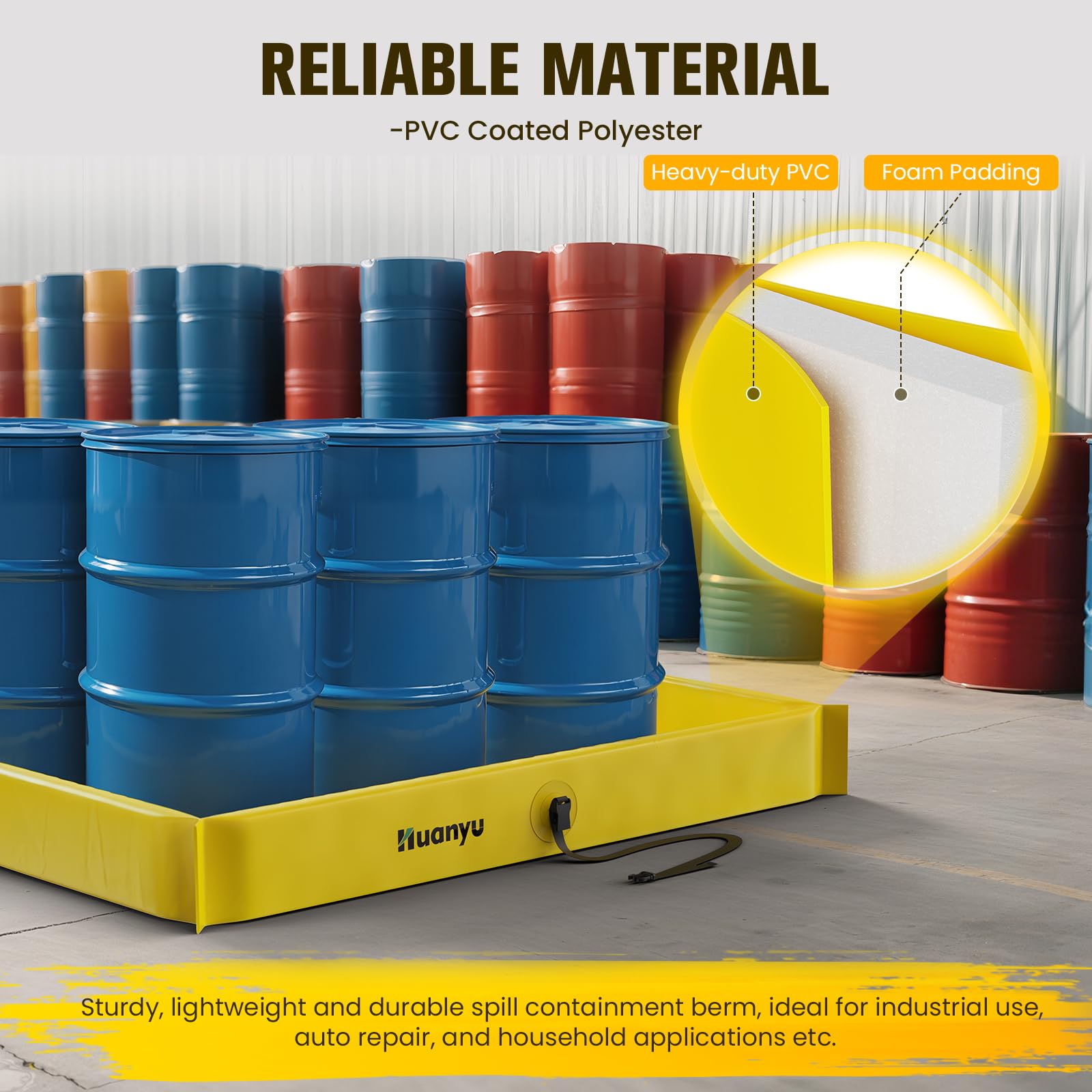 Huanyu Berm di contenimento portatile 120x120cm Piattaforma secondaria a tenuta stagna per industria petrolifera