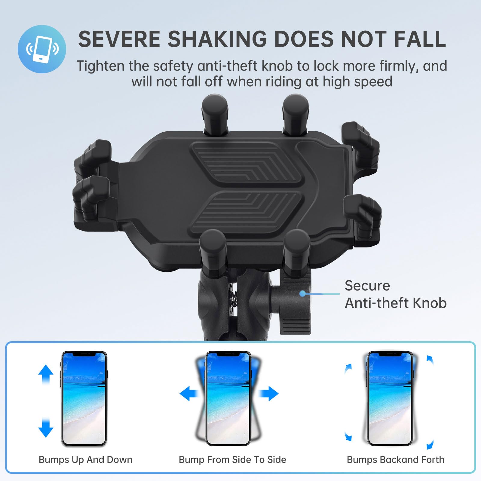 Support de téléphone universel anti-choc pour guidon de moto avec rotation à 360° et libération rapide réglable