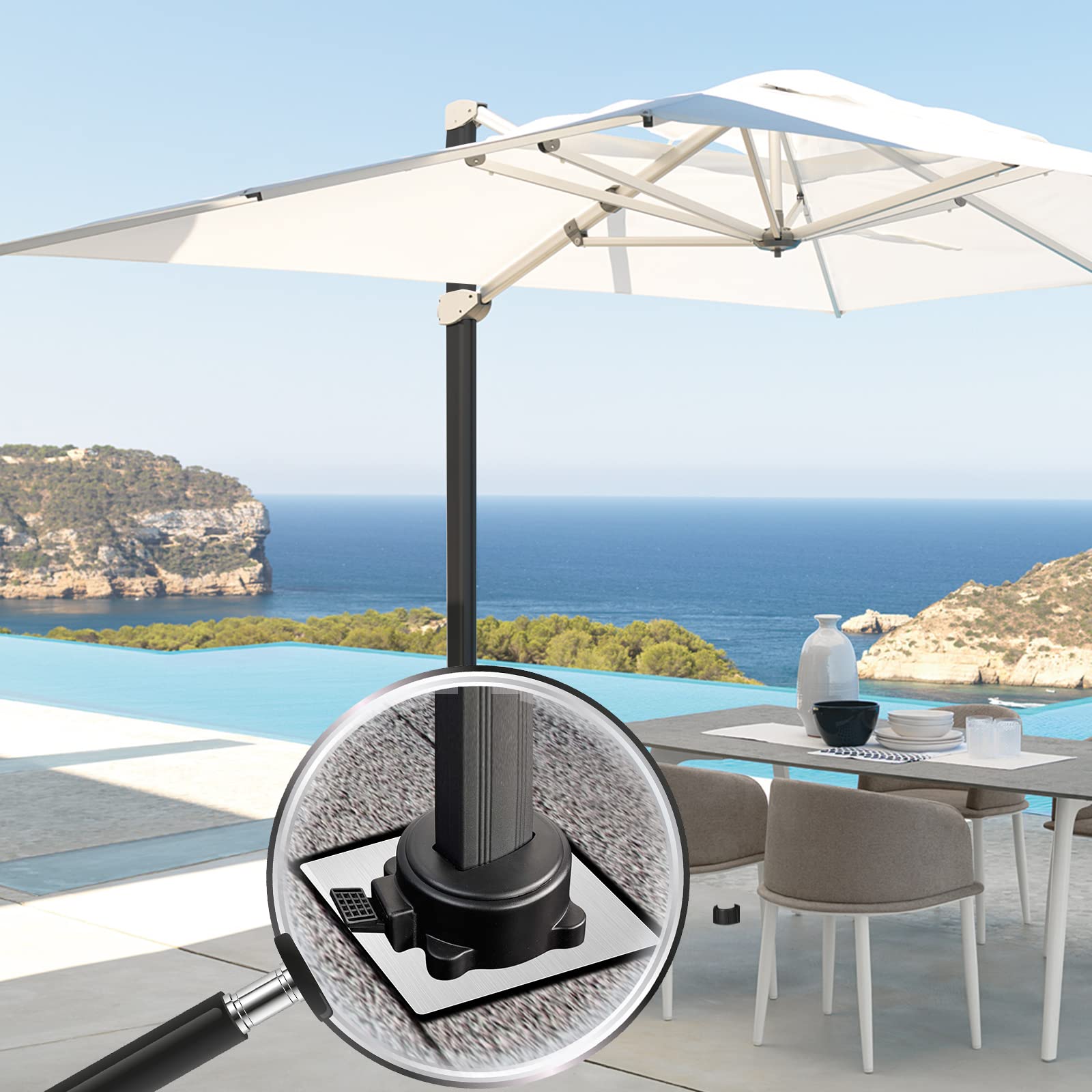 In-ground Umbrella Base for Offset Cantilever Patio Umbrella,Universal Base