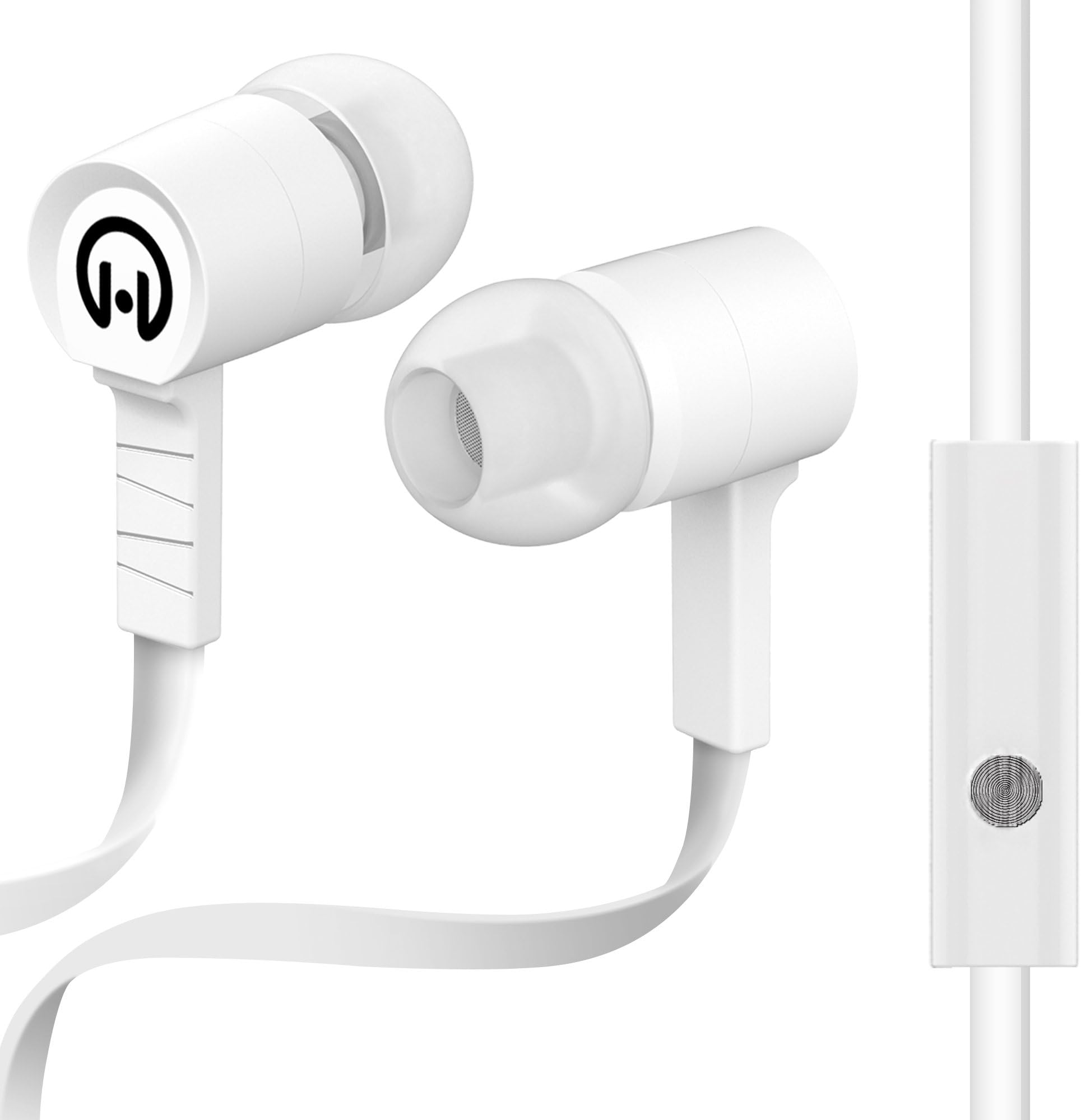 HYPERGEARin-Ear Wired Earphones with Mic Noise Isolating Fit Earbuds with 3.5mm Aux Jack for Computers, Laptops Tablets, Cell Phones & More [White]
