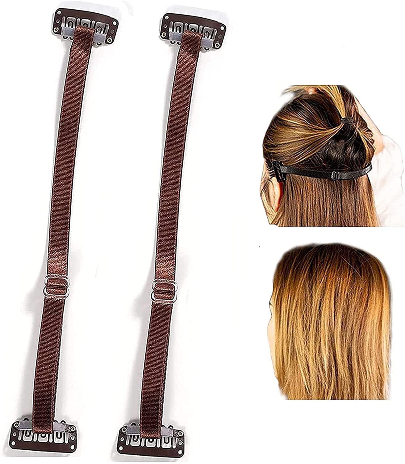 PepiskyInstant eye Face Lift Band Hairpin,Facelift Bands with Clips,portable Hairpin Face Slimming Bands,Reusable Face Lift Tape, Lifting Straps For Women (brown x2)