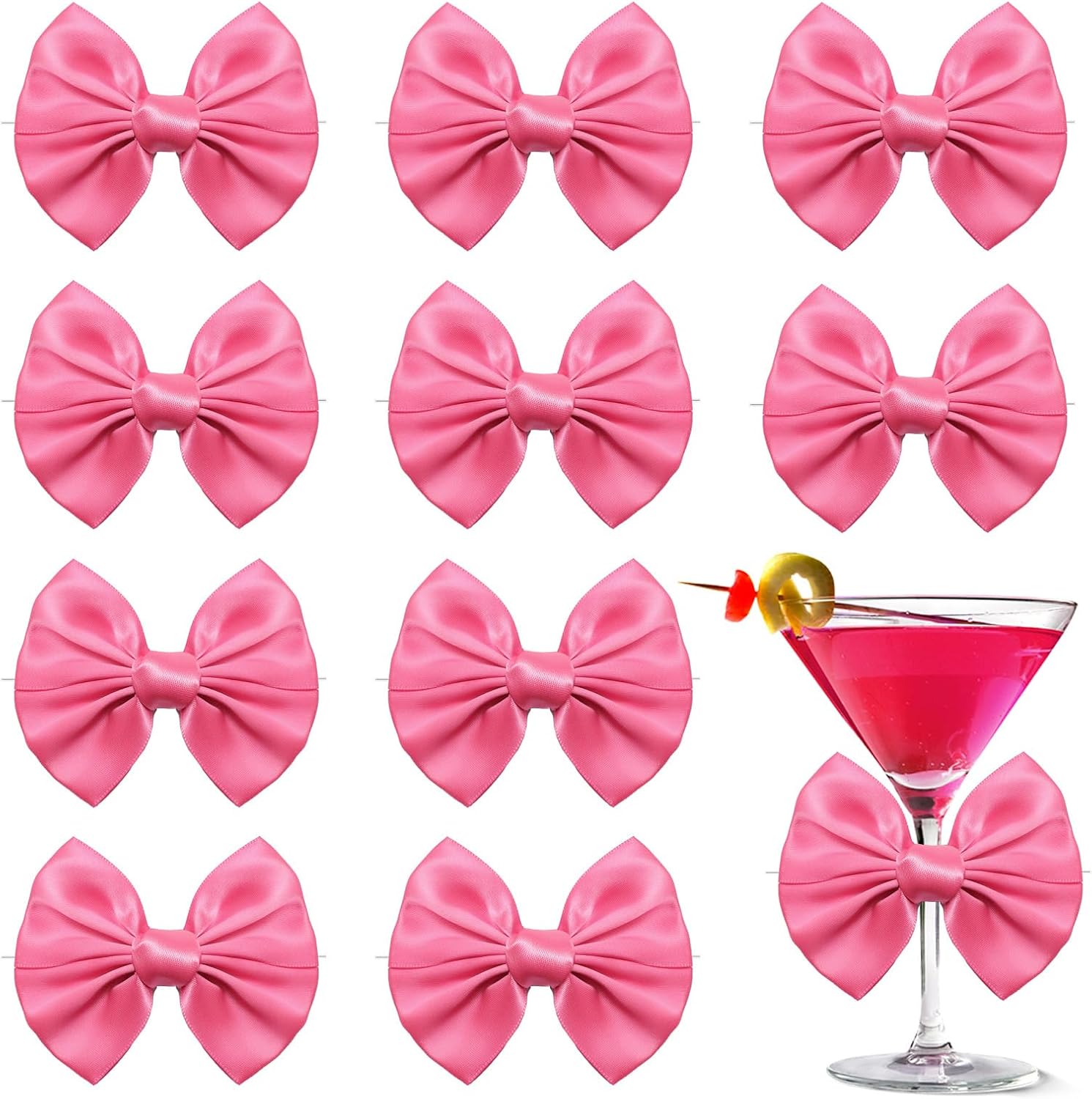 24 Pcs Satin Hot Pink Ribbon Twist Tie Bows for Treat Bags 3.5inches Pink Bows for Crafts Premade Bows Decorating Gifts Wrapping Bows for Pop Candy Apples Cake Bakery Wedding Party