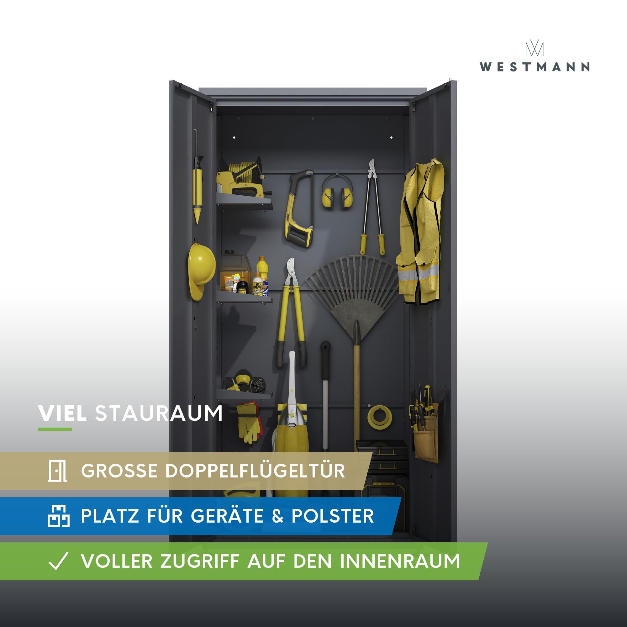 WESTMANN Capsa Gartenschrank, 90x65x187 cm, Metall, Anthrazit