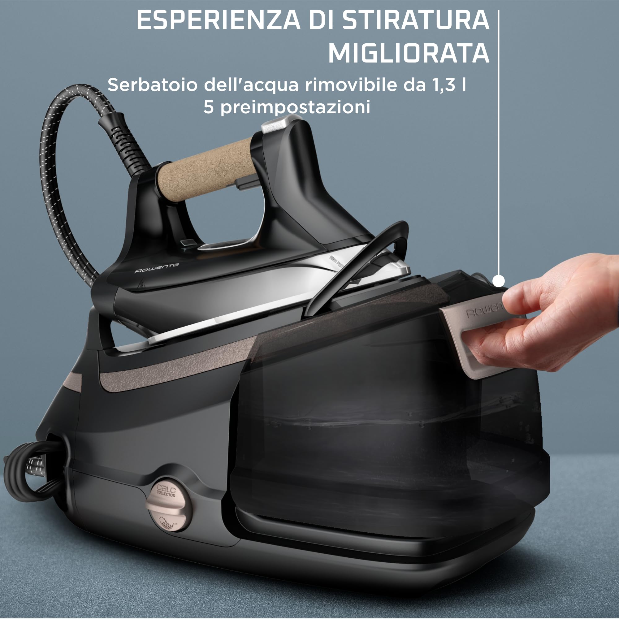 Rowenta Eco Steam Pro, fer à chaudière, jet de vapeur jusqu'à 600 g/min, distribution de vapeur jusqu'à 150 g/min, économie d'énergie, design écologique, DG9661