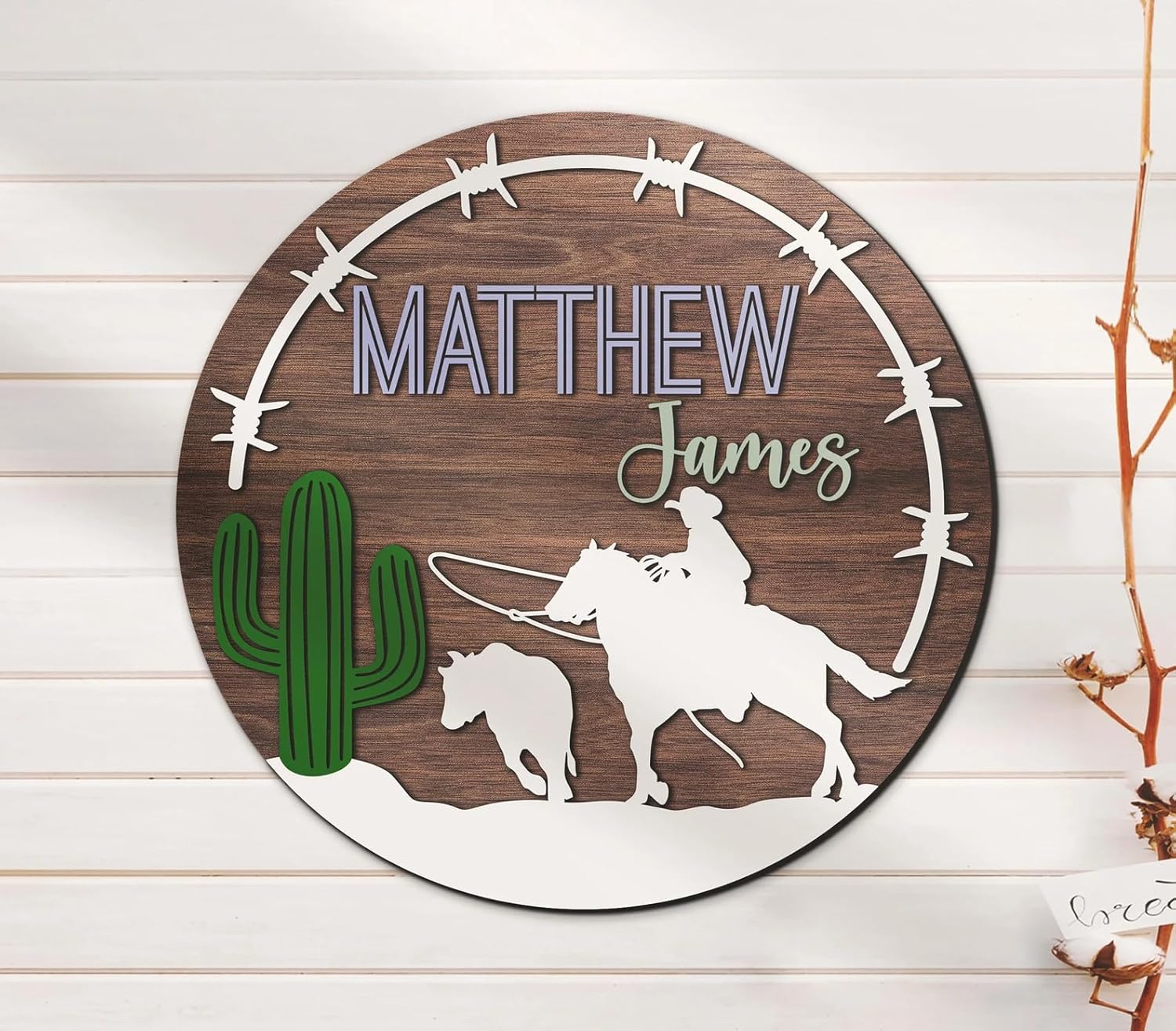 Baseball Decorative Sign, 8"x8", Farmhouse Style, Plywood Material, Custom Baseball Name Sign for Boys, Perfect for Baby Shower, Birthday, or Housewarming Gifts