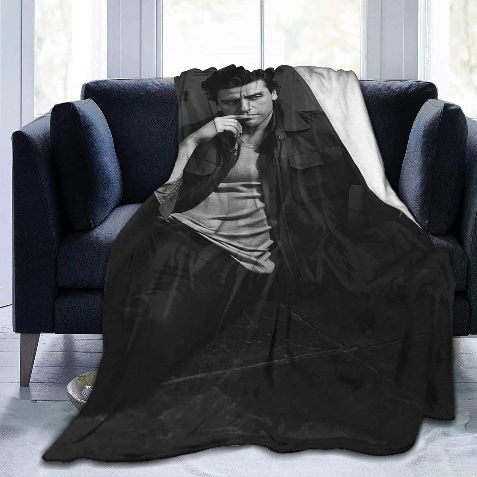 YINGD Oscar Isaac Throw Blanket,Air-Conditioning Blanket, Super Soft & Comfy Flannel Fleece Blanket, Lightweight Cozy Microfiber Anti-Pilling Plus 150CM X 125CM