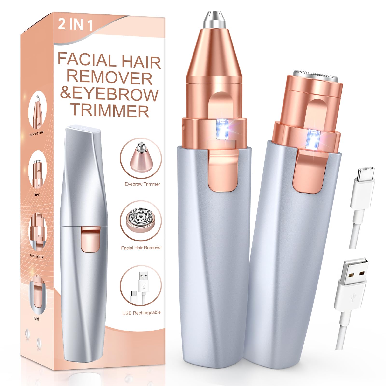 2-in-1 Facial Hair Remover & Eyebrow Trimmer -12