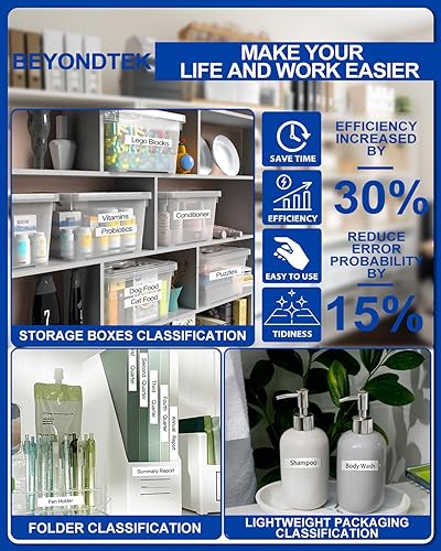 Miniatura 6 de BEYONDTEK P-Touch m-231 Compatible con Brother M Tape 0.472 in 0.47 Blanco, P-Touch M Tape Mk-231 Mk-231S Negro sobre Blanco 0.472 in 0.47 para