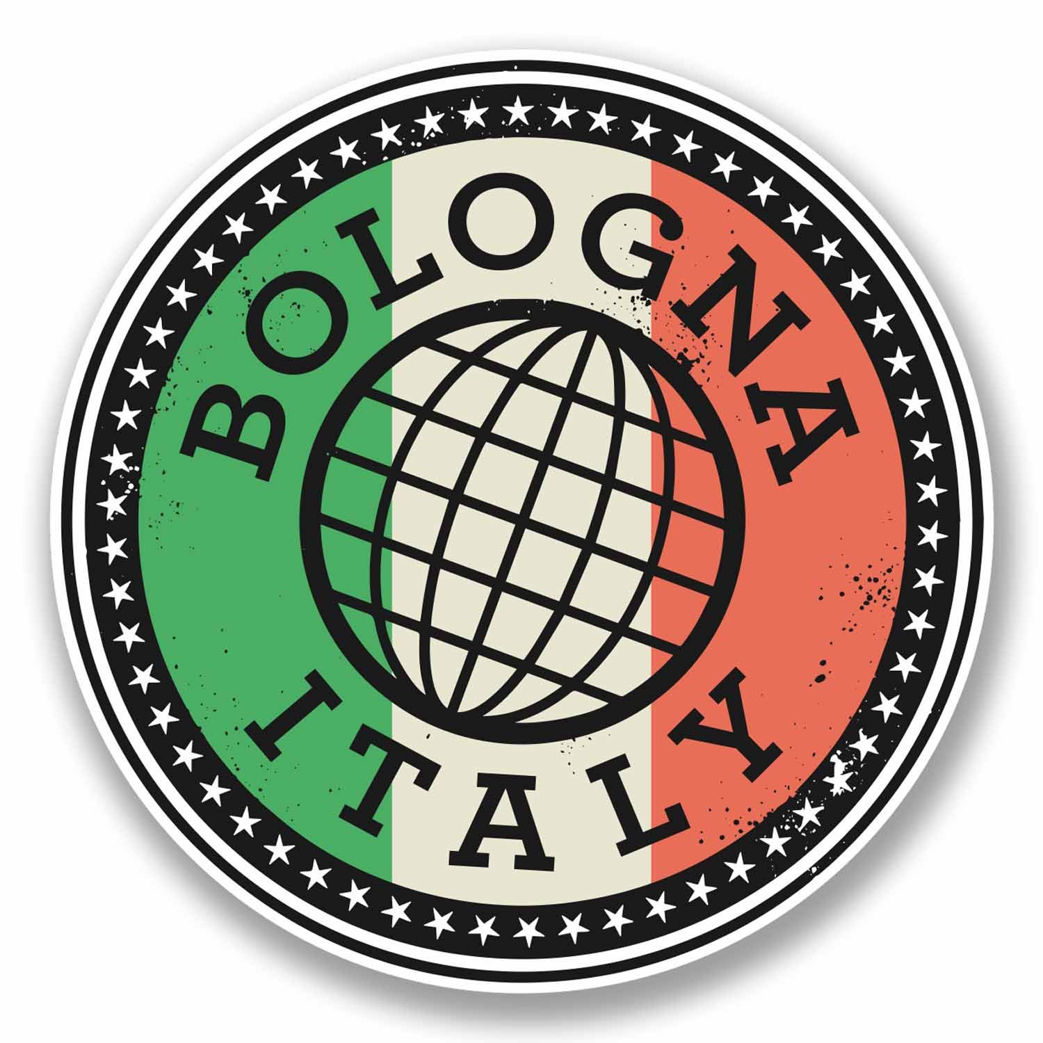 2 x 10cm Bologna Italy Vinyl Sticker Laptop Car Travel Luggage Label Tag #9856 (10cm Wide x 10cm High)