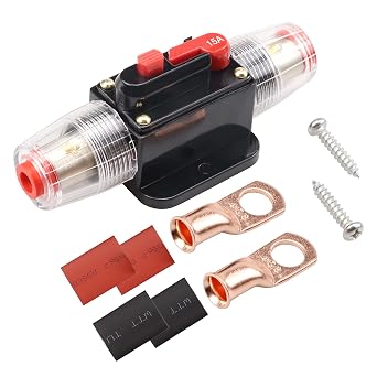 15 Amps Fuse Holders 15-150A Inline Circuit Breaker Manual Reset Fuses 12V-24V DC for Automotive Marine Boat Audio Solar System Inverter Amps Overload Protection Set