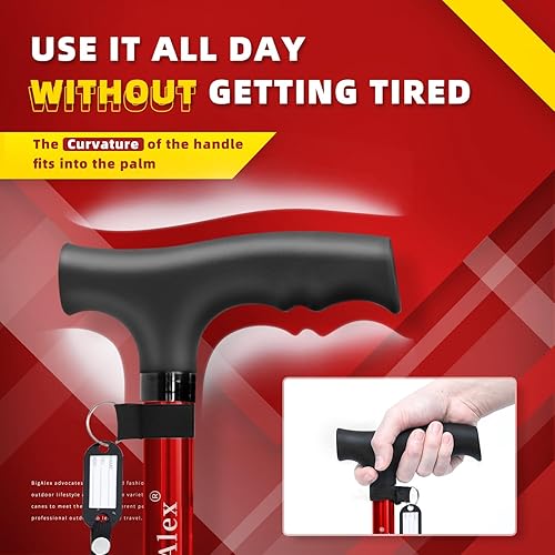 Miniatura 9 de BigAlex Bastón plegable ajustable de diseñador para hombres y mujeres, con mango de agarre suave, portátil, con correa