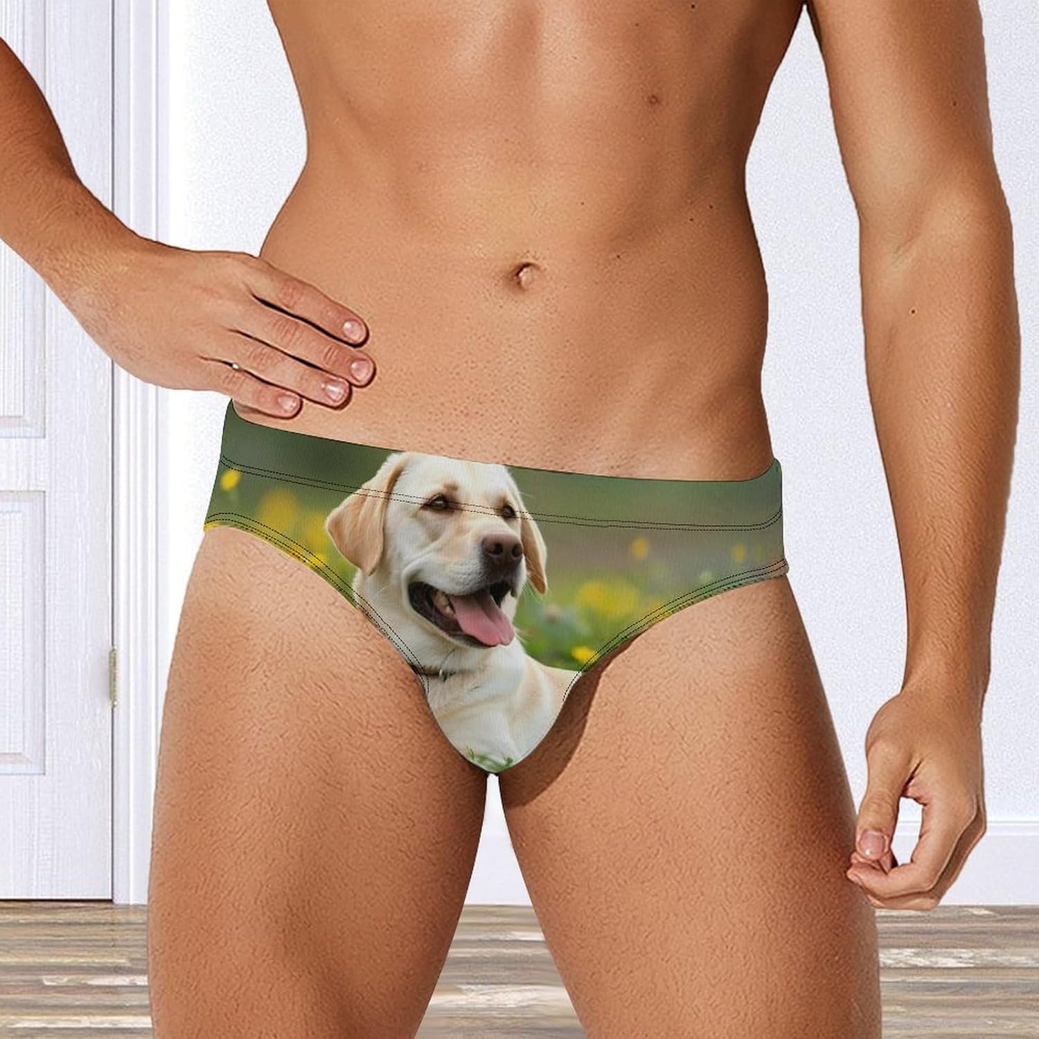 Labrador Retriever Dog Lazy Time Novelty Men's Brief Swimwear Pants Swimming Trunks Beach Shorts Underwear