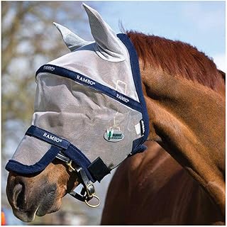 Horseware Ireland Rambo Plus Flymask, Silver/Navy, Pony