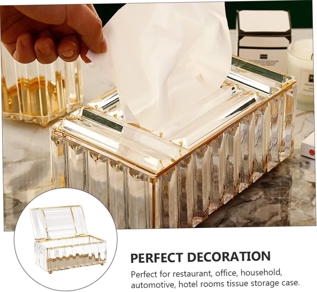 Alipis 3pcs Crystal Tissue Box Cover Elegant Napkin Holder for Living Room Bathroom Office Decorative Holder Easy to Clean Stylish Home