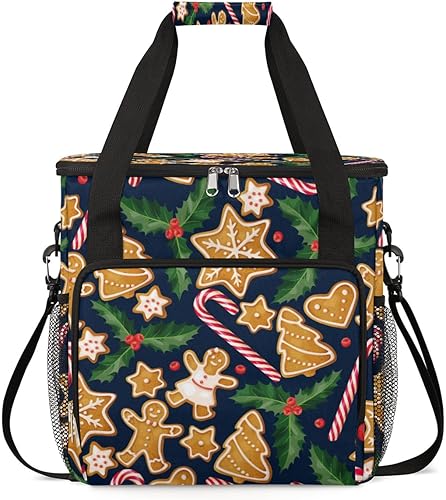 FengQuGou Christmas Gingerbread Holly Candy Coffee Maker Carring Bag Travel Carrying Storage Tote Bag Compatible with Keurig K-Mini or K-Mini Plus