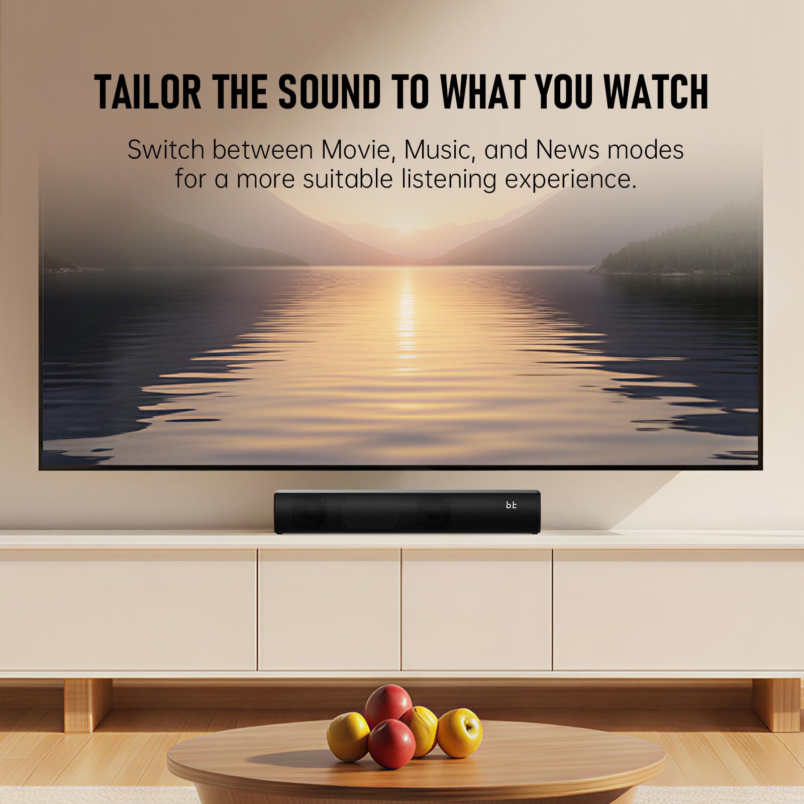 Fansbe Direct Sound Bar HDMI Smart TV HDMI(ARC) 3 Modes TVs/PCs/Gaming/Projectors, Blhey01 — view 3