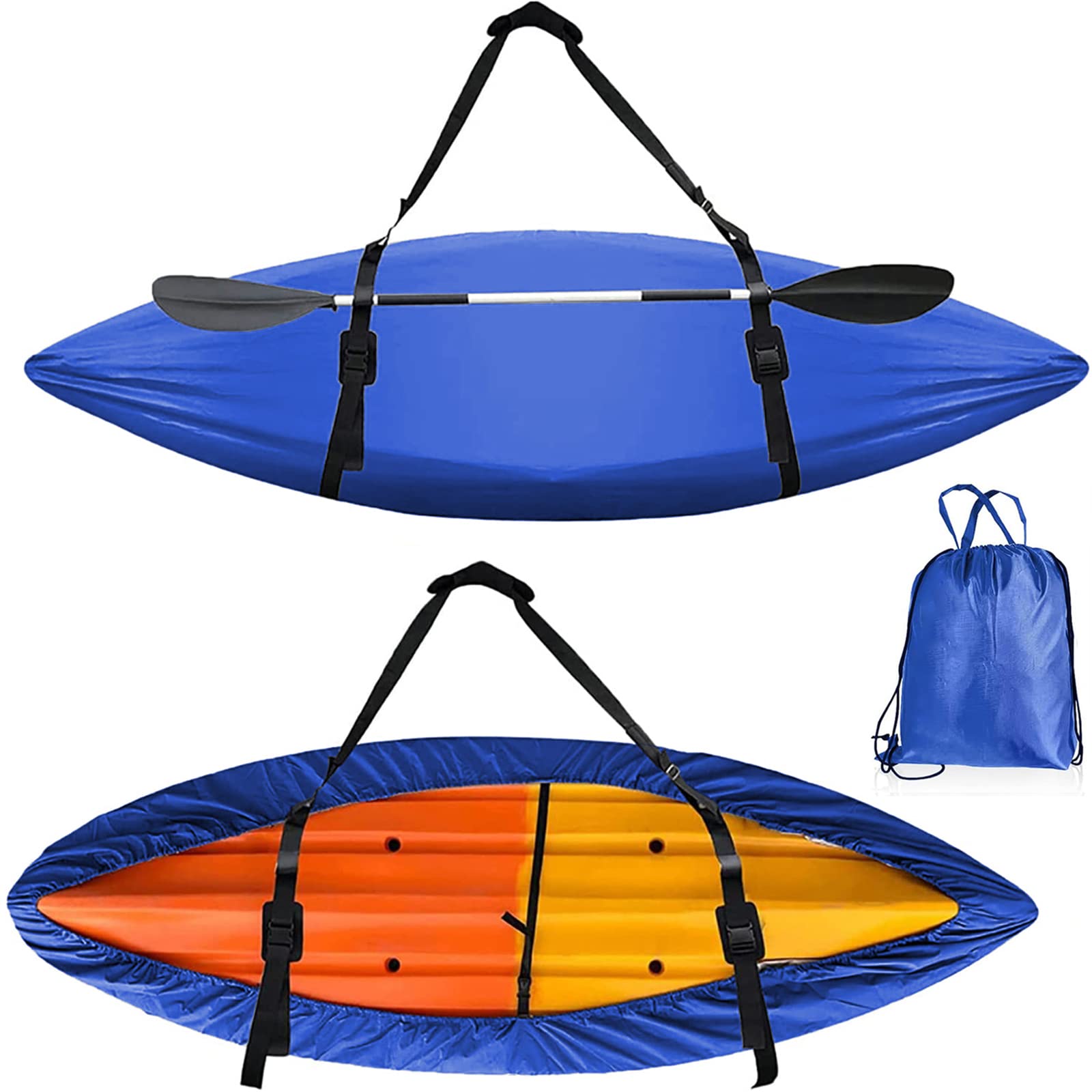 LDIW Waterproof Kayak Cover for Outdoor Storage, 420D Oxford Canoe Protector UV Resistant Dustproof Canoe Boat Storage Cover, 8 (Blue),Fit 2.1m to 2.5m kayak
