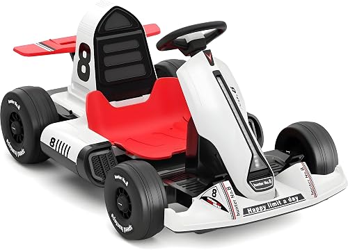 Kids Electric Go-Kart – Ride-On Car with Racing Design, LED Lights, MP3 Player & Parental Remote Control – Rechargeable Battery, Seat Belt & Dual Motors for Safe Fun