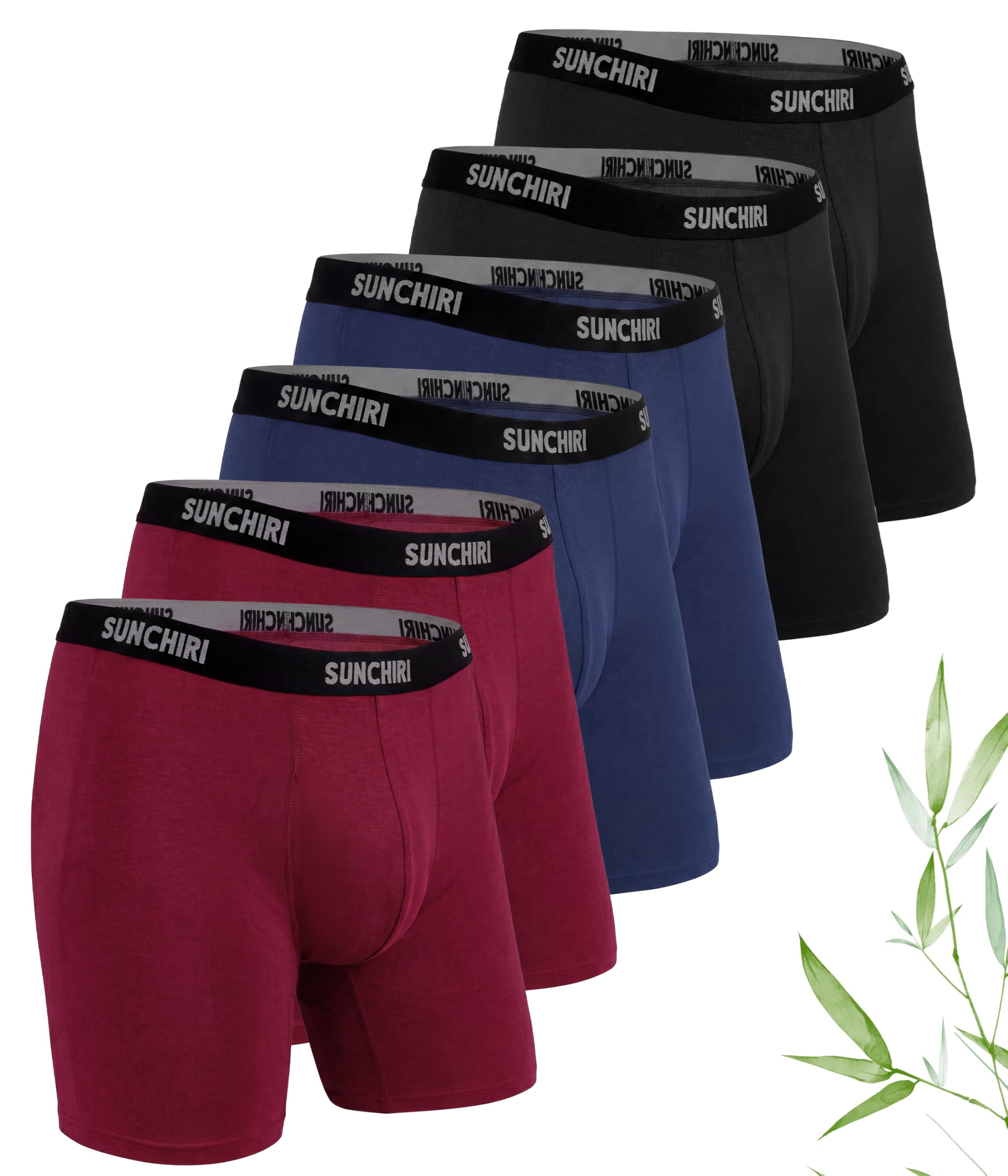 SUNCHIRI Bambus Boxershorts Herren 6er Pack, Lange Unterhosen Männer, Atmungsaktive, Ohne Kratzende Etiketten, Retro-Stilige Boxershorts für Sport und Alltag(M-3XL)