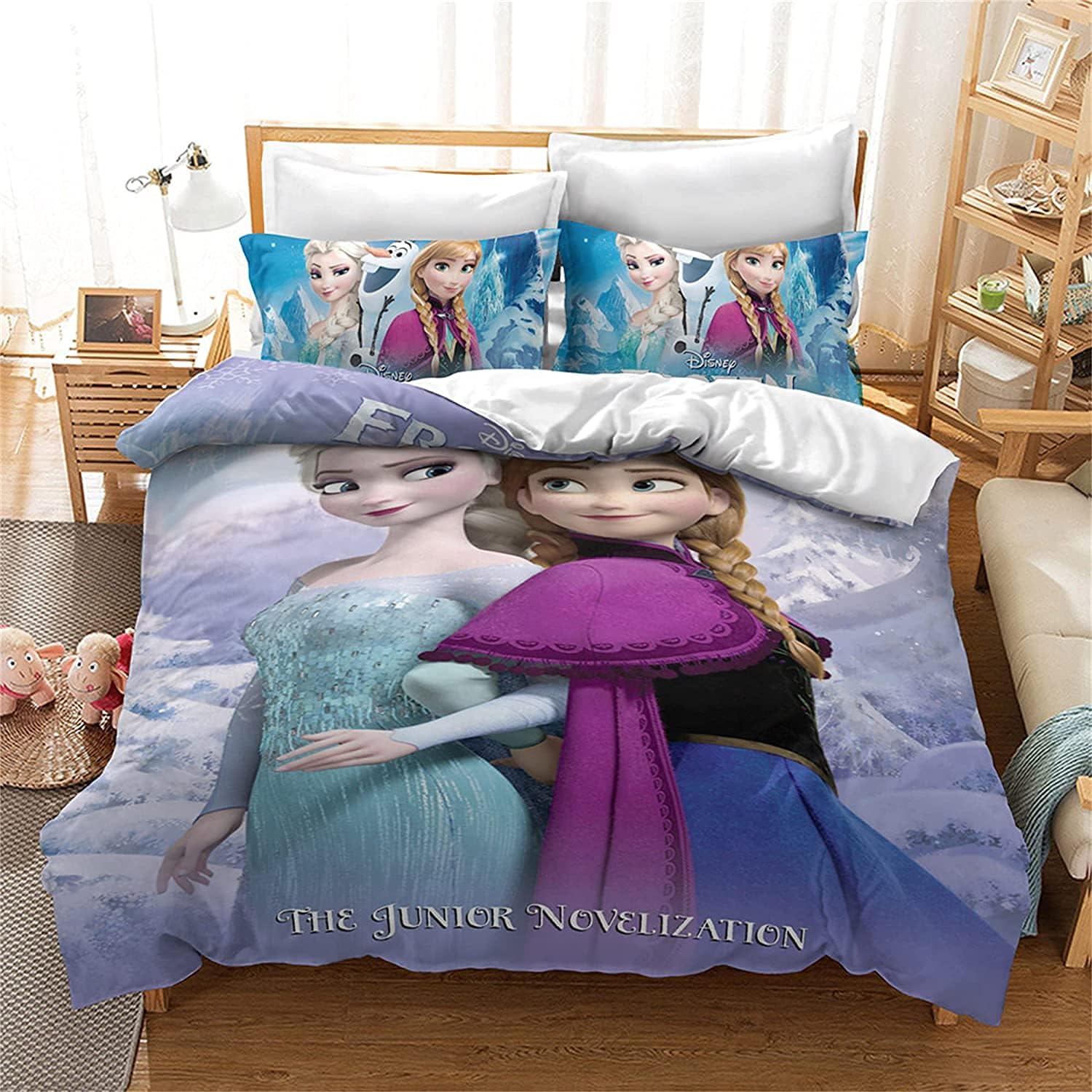 LKFFHAVD Disney Frozen Anna Y ELSA Olaf Kristoff Ropa de cama de microfibra 3D con impresión digital, con funda de almohada, ropa de cama infantil (140 x 210 cm, 4)