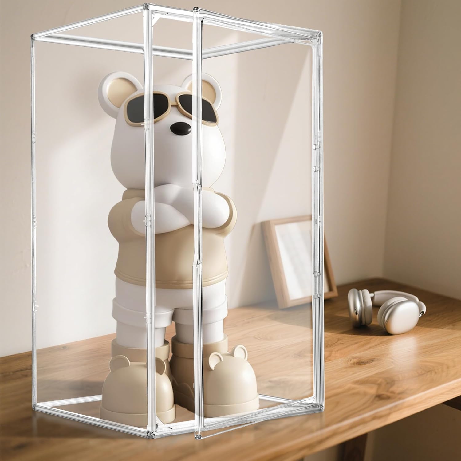 Extra Large 23.6'' Tall Acrylic Display Case, XXXXX-Large Boot & Shoe Boxes 13.8''x12.2 ''x23.6'' Clear Sneaker Box with Magnetic Door Dustproof Display Box Showcase for Helmet,Trophy, Collectible