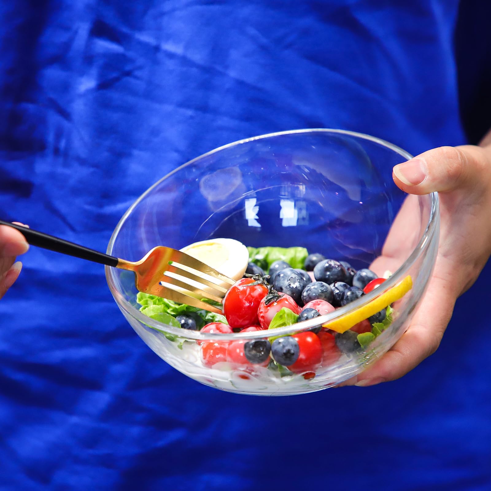 TOSSOW Klarglas Set mit 2 klaren, schrägen geschnittenen, geneigten dekorativen Servierschalen, Snacks, Salat, Obst, Süßigkeiten, Popcorn-Dips, Gewürzen, Snacks, Haferflocken und mehr