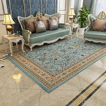Graphene Multi-Size Blue Vintage Heating Area Rug - Fast Heating Electric Floor Mat with Anti-Slip Backing, Eco-Friendly & Energy Efficient, for Bedroom, Living Room, Office,140 * 200cm