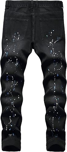 Miniatura 2 de Qimyum - Pantalones rajados de mezclilla para hombre, corte entallado, pierna recta