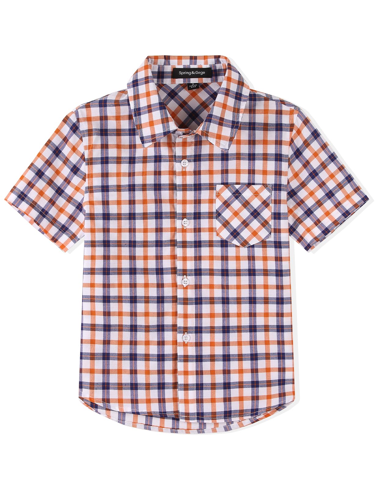 Spring&Gege Boys' Short Sleeve Button Down Shirts Casual Woven Plaid (4-12 Years)