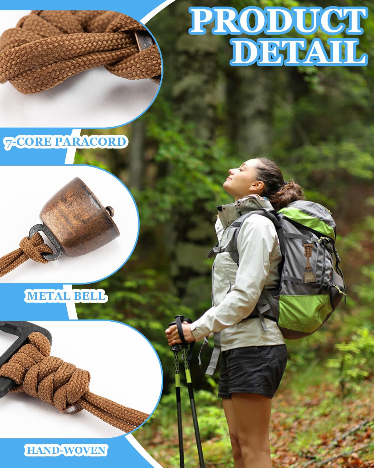 2 Piezas Campanas Anti Osos, Práctico Campana Oso Campana de Advertencia, Mosquetón de Campanas de Oso, Campana de Oso Polivalente, para Senderismo Camping al Aire Libre Pesca Escalada