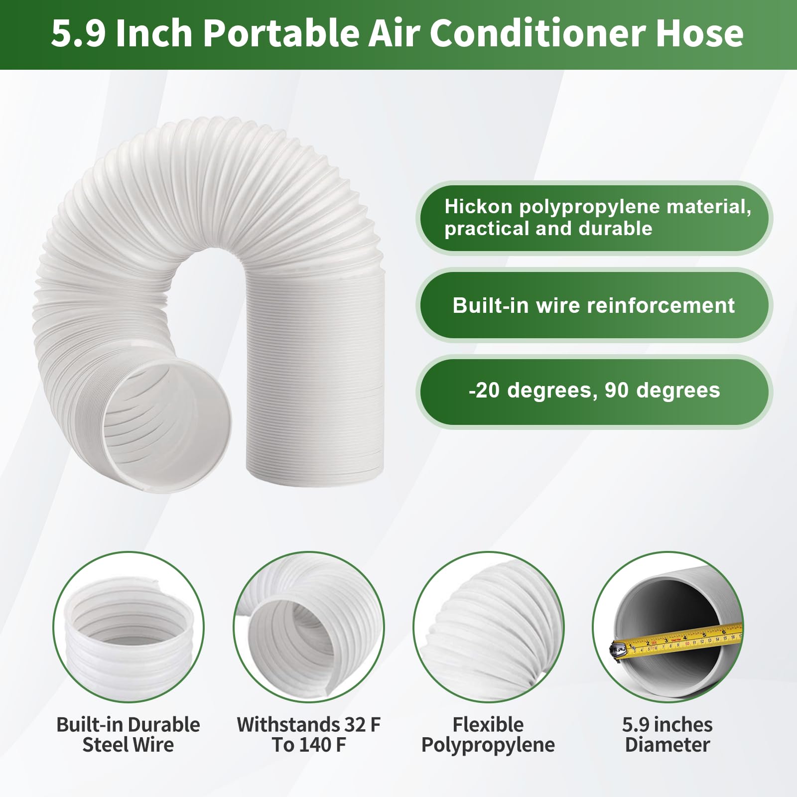 Kit de ventana de aire acondicionado portátil, kit de ventilación portátil de ventana de CA con manguera de escape de 5.9 pulgadas, kit de ventana deslizante vertical/horizontal ajustable,