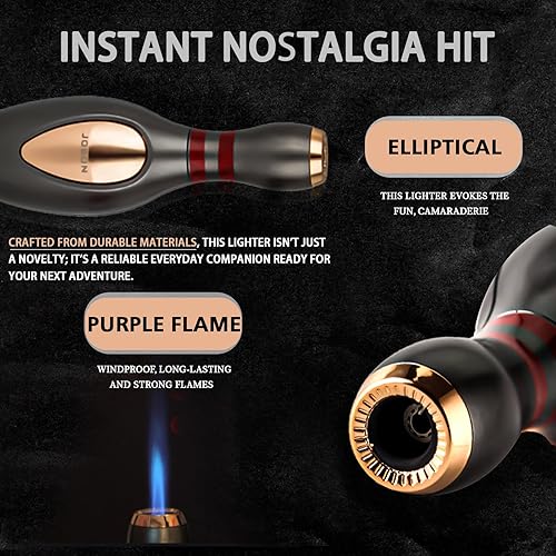 Miniatura 5 de WEQTETJU Encendedor de antorcha, fresco, único encendedor de boliche, ajustable, recargable, resistente al viento, regalo para hombres (sin