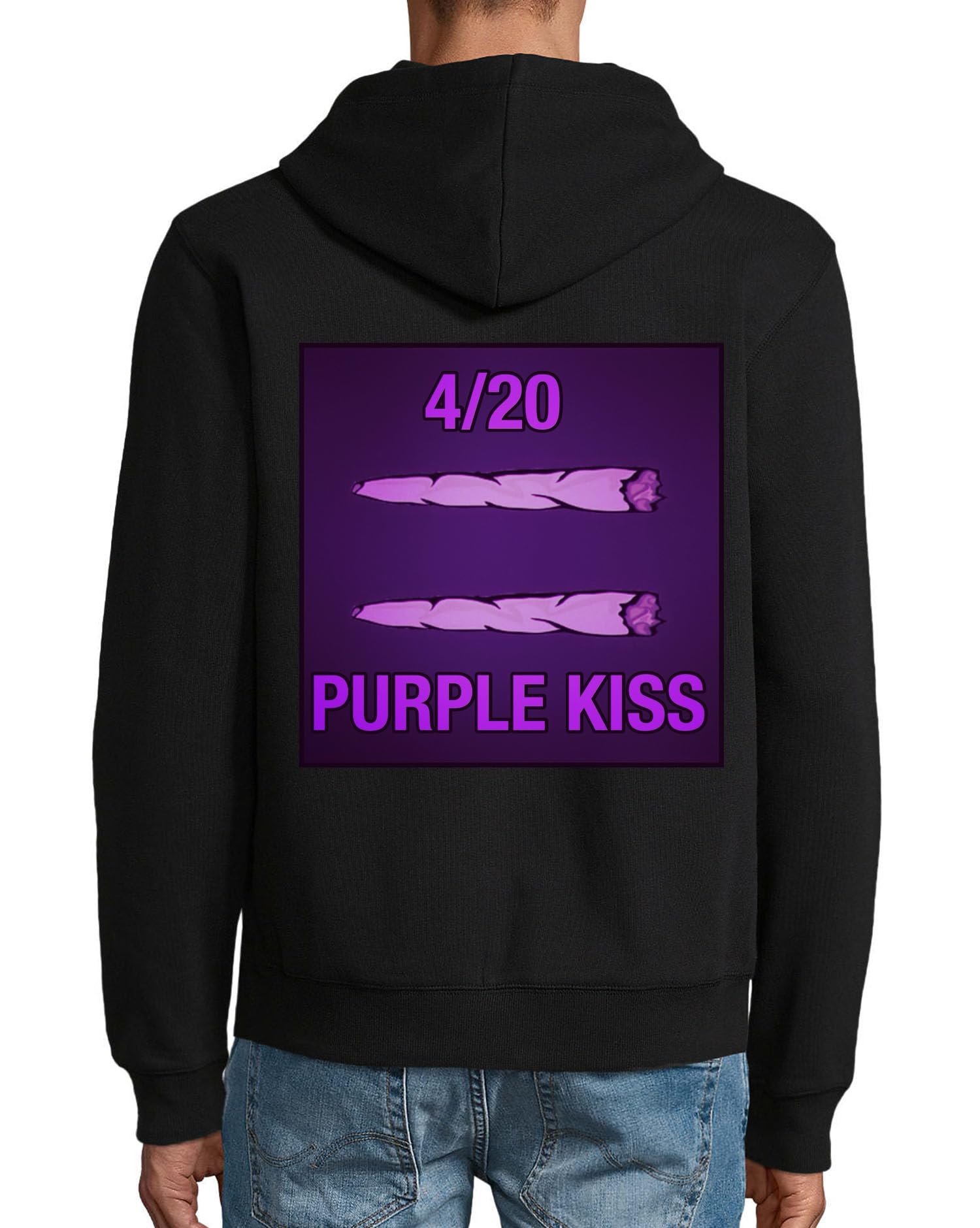 420 Purple Kiss Felpa con cappuccio in misto cotone con cerniera nera
