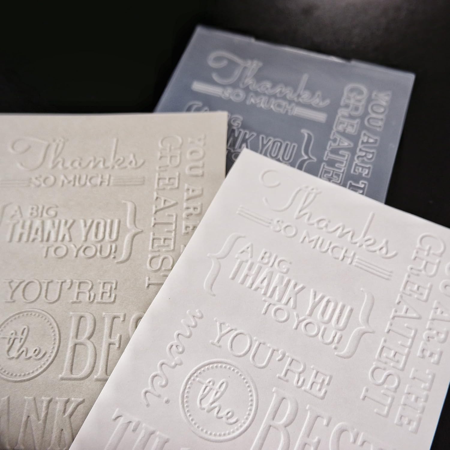 Arbuya Thanks Sentiment Plastic Embossing Folders for Card Making Thank You Phrases Embossing Folder for Scrapbooking Pages Paper Crafting Clay Decoration